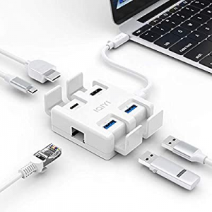 IQIYI USB C Hub Adapter, 5-in-1 Type C Hub with Gigabit Ethernet, 4K HDMI Output, USB C Power Delive