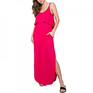 Thebaid Women’s Tie Dye Spaghetti Strap Flounce Maxi Dress Summer Long Tank Dress with Pockets now..