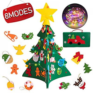 N&T NIETING DIY Felt Christmas Tree Set Pre-Lit with 16.5ft Colourful LED String Lights now 40.0% ..