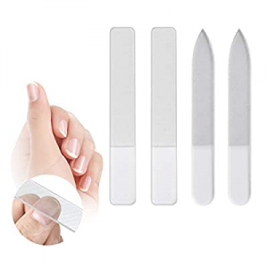 ARELUX 4 Pieces Glass Nail Shiner,Nano Nail Files and Buffer Kit with Case for Natural Nail, Polishe