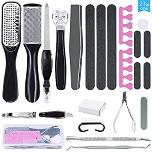23 in 1 Pedicure Kit, Professional Manicure Foot Scrubber Nail Tools Supplies Set, Foot Exfoliator S