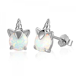 60.0% off Unicorn Stud Earrings for Girls Women S925 Sterling Silver Hypoallergenic Cute Opal Cat ..