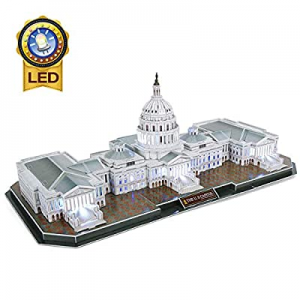 One Day Only！50.0% off CubicFun 3D Lighting Puzzle U.S. Capitol Washington with 6 LED Bulbs Archit..