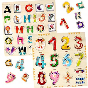 50.0% off Wooden Puzzles for Toddlers 1 2 3 Year Olds - Kids and Babies Matching Uppercase Alphabe..