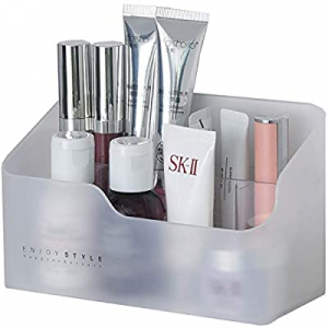 Plastic 5-Compartment Small Makeup Storage Organizer Tray Cosmetic Organizer, White