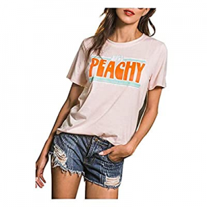 Just Peachy T-Shirt Womens Funny Casual Short Sleeve Cute Shirts Graphic Tees Valentines Gift now ..