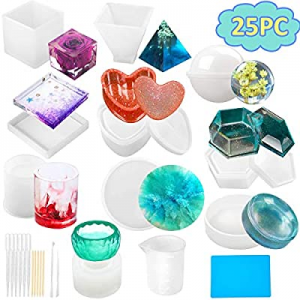 25PCS Silicone Resin Molds now 50.0% off , Complete Mold Set Large Size Ashtray Molds Storage Box ..