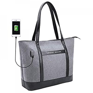 USB Laptop Tote Bag,15.6 inch Large Women Work Bag Purse Shoulder Lekesky Lightweight Water Resistan