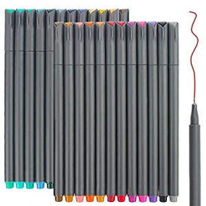 24 Fineliner Color Pens Set, Taotree Fine Line Colored Sketch Writing Drawing Pens for Journal Plann