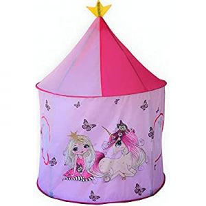 One Day Only！Play Tent for Kids now 50.0% off , Pink Unicorns Pop-Up Castle Style Princess Playhou..