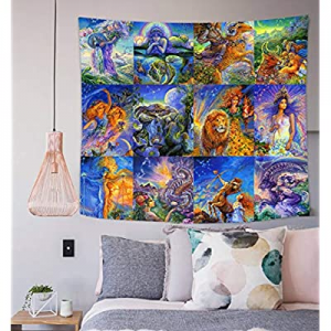 One Day Only！40.0% off Simsant Star Sign Constellation Tapestry Wall Hanging Magic Cartoon Gift fo..