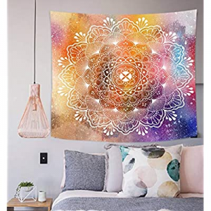 One Day Only！Simsant Lotus Flower Tapestry Colours Psychedelic Wall Hanging Colorful Modern Art Wa..