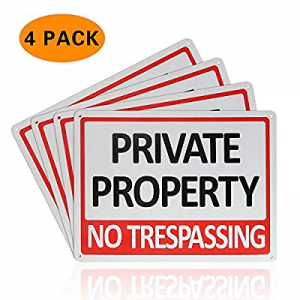 CETECK 4-Pack Private Property Sign now 15.0% off , No Trespassing Aluminum Warning Sign, 7x10 Inc..