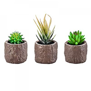 Shiny Flower 3-Pack Artificial Succulent Plants Potted now 50.0% off , Mini Fake Plant with Cement..