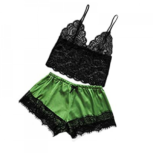 One Day Only！80.0% off Women Underwear Lace Shorts Set Sleepwear Pajamas Lingerie - Bowknot Backle..