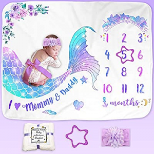 Bonsai Tree Milestone Blanket Baby Girl now 75.0% off , Mermaid Baby Monthly Milestone Photo Blank..