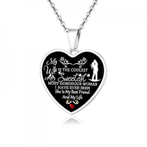 One Day Only！FAYERXL Personalized Gift Ideas to My Wife Heart Pendant Necklace now 60.0% off 