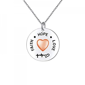 50.0% off S925 Sterling Silver Faith Hope Love Cross Heartbeat Heart Pendant Necklace Christian Je..