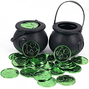 FUTUREPLUSX Mini Black Candy Cauldron Kettles, 2PCS Plastic Candy Kettles Party Decoration Supplies 