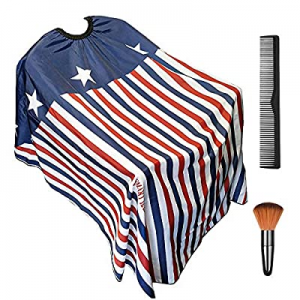 Professional Barber Cape Waterproof Salon Cape Haircut Apron with Carbon Comb and Neck Duster Brush,