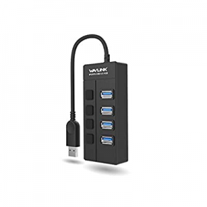 WAVLINK 4 Port USB 3.0 Hub with Individual LED Power Switches, Support SuperSpeed Data Transfer up t