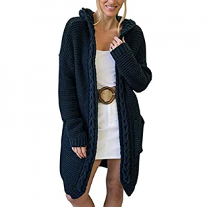 MIROL Women's Cable Knit Hoodie Cardigan Open Front Loose Sweater Casual Coat with Pockets now 20...