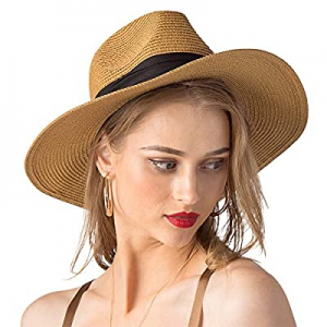 Panama Straw Hats Womens Sun Hat Summer Wide Brim Floppy Beach Cap UPF50+ now 60.0% off 