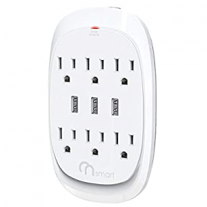 ONSMART USB Wall Tap Surge Protector with 6 outlets 3 USB, 3.4A Output, Portable Wall-Mount Socket,
