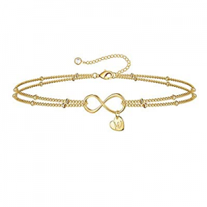 One Day Only！IEFSHINY Gold Tiny Dainty Bracelets for Women now 55.0% off , Infinity Initial Bracel..
