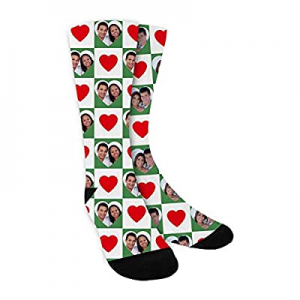 40.0% off Custom Face Socks Multiple Faces for Lovers Personalized Funny Photo on Socks with Red H..