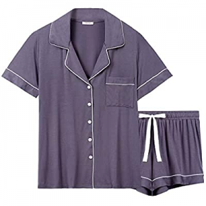 30.0% off Samring Womens Pajama Sets Short Sleeve Sleepwear Button Down Nightwear Shorts Lounge Se..