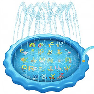 One Day Only！UZOPI 68'' Splash Pad for Kids now 70.0% off , 3-in-1 Inflatable Toddlers Water Sprin..