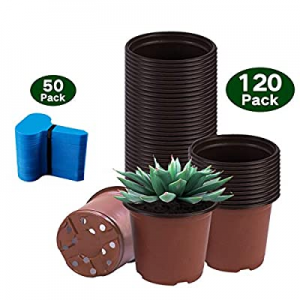 Bershaker Nursery Pots now 40.0% off ,120 Packs 4 Inches Plastic Plant Nursery Pots with 50 Pcs Pl..
