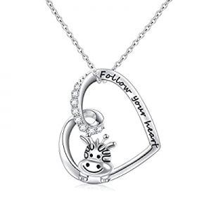 925 Sterling Silver Cute Animal Heart Pendant Necklace with Words Engraved now 50.0% off , Chain 1..