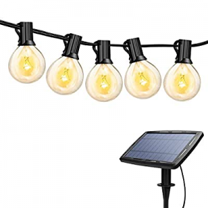Torkase 27ft Solar Powered Globe LED String Lights now 40.0% off , 27 x G40 Edison Bulbs, 25 x Dro..