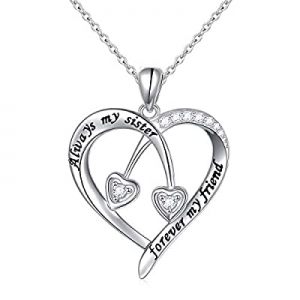 30.0% off S925 Sterling Silver Always My Sister Forever My Friend Love Heart Pendant Necklace Bff ..