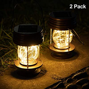 pearlstar Solar Lanterns Outdoor - Hanging Solar Landscape Lights Waterproof Table Lamps with Retr..