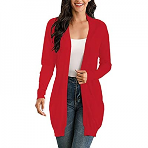 IHOT Women's Long Sleeve Open Front Lightweight Long Knit Cardigan Sweater with Pockets now 30.0% ..