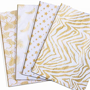 Metallic Gold Tissue Paper 48 Sheets, Tissue Gift Wrap Paper Bulk,Glitter Wrapping Accessory 28 Inch