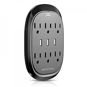 KPSTEK 6-Outlet Wall Plug Outlet Extender, Surge Protector with 3 USB Ports (3.4A Total) - Multi Plu