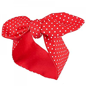 Red Bow Cotton Headband Red Polka Dot Headband Retro Bowknot Headband Double Wide Headwrap for Women