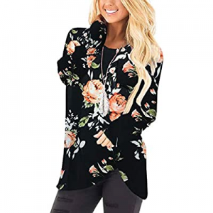 IHOT Women's Round Neck Long Sleeve Tops Twist Knot Casual Tunic T Shirts with Pocket now 40.0% off 
