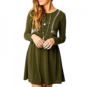 Chuanqi Womens Tunic Dresses Long Sleeve Casual Loose Round Neck Swing Plain T-Shirt Dress now 70...