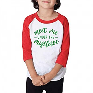 Bump and Beyond Designs Kids Christmas Shirt, Meet Me Under The Mistletoe Raglan now 80.0% off 