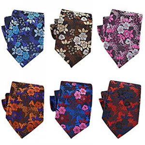 50.0% off OUMUS Men's Cotton Printed Floral Skinny Tie New Striped Paisley Ties Pack of 6 Necktie ..