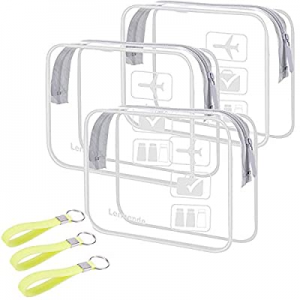 3pcs Lermende TSA Approved Toiletry Bag with Silicone Handles, Airport Carry On Clear Toiletry Bag C