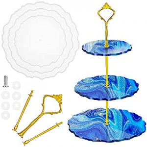 3 Tier Cake Stand Resin Molds Silicone Tray Molds DIY Casting Molds with Stand Holder for Irregular 