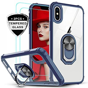 iPhone X Case, iPhone Xs Case with Tempered Glass Screen Protector [2Pack], LeYi [Military Grade] Cl