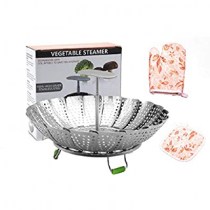 Collapsible Steaming Baskets - Vegetable Steamer Basket Stainless Steel with Extendable Handle for 5