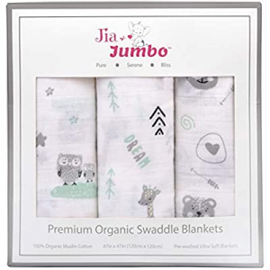 15.0% off Jia & Jumbo Organic Baby Swaddle Blankets -Neutral Muslin Swaddle Blankets -Unisex Large..
